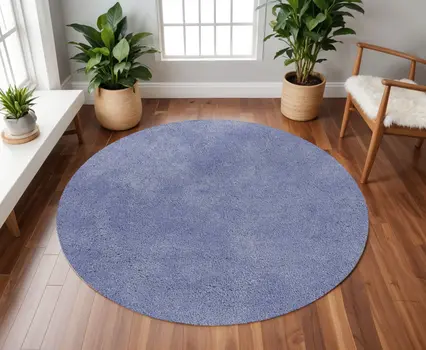 8' Round  Polyester Purple Area Rug