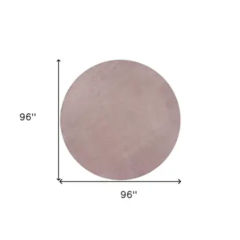 8' Round  Polyester Rose Pink Area Rug