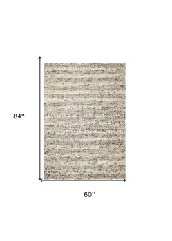 5' X 7'  Wool Grey Area Rug