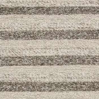 5' X 7' Gray And White New Zealand Lambs Wool Striped Hand Woven Area Rug