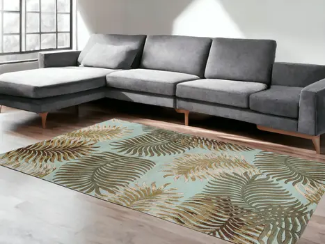 5' X 8'  Wool Aqua Area Rug
