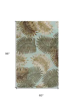 5' X 8'  Wool Aqua Area Rug