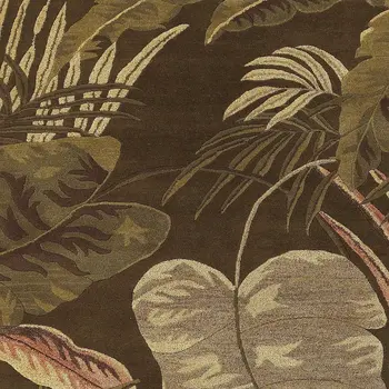 5' X 8' Brown And Green Wool Botanical Leaves Hand Tufted Area Rug