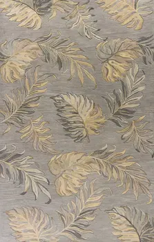 5' X 8' Gray And Taupe Wool Tropical Botanical Hand Tufted Area Rug
