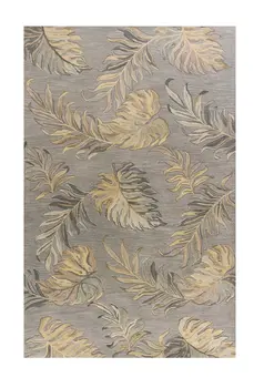 5' X 8' Gray And Taupe Wool Tropical Botanical Hand Tufted Area Rug