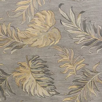 5' X 8' Gray And Taupe Wool Tropical Botanical Hand Tufted Area Rug