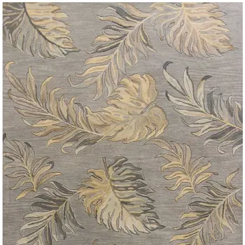 5' X 8' Gray And Taupe Wool Tropical Botanical Hand Tufted Area Rug