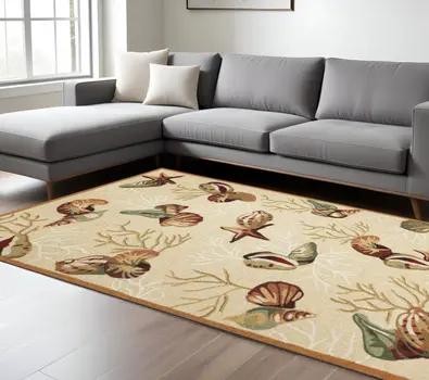 7' X 9'  Polyester Beige Area Rug