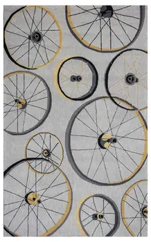8' X 10' Gray Hand Hooked Wheels Area Rug