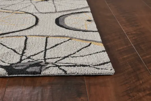 8' X 10' Gray Hand Hooked Wheels Area Rug
