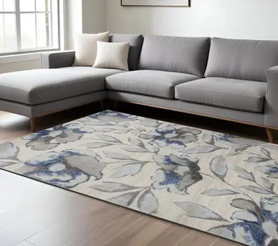 7' X 10' Blue and Gray Area Rug