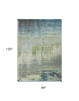 7' X 10' Blue and Green Area Rug