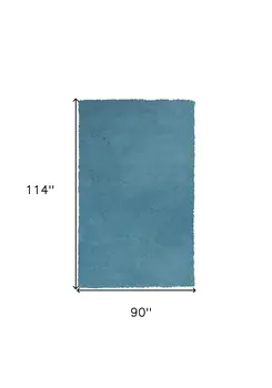 8' X 10' Blue Shag Hand Woven Area Rug