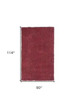 8' X 10' Red Shag Hand Woven Area Rug