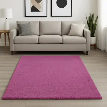 8' X 10' Hot Pink Shag Hand Woven Area Rug