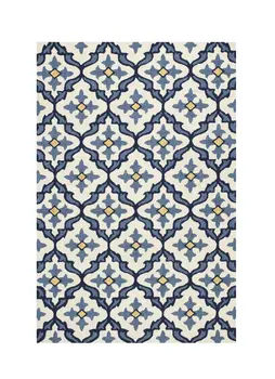 8' X 10' Blue And Ivory Moroccan Handmade Indoor Outdoor Area Rug