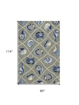 8' X 10' Gray Abstract Indoor Outdoor Area Rug