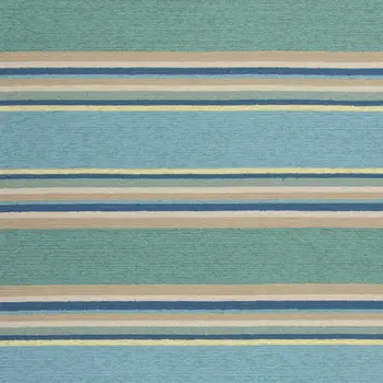 8' X 10' Blue Striped Handmade Indoor Outdoor Area Rug
