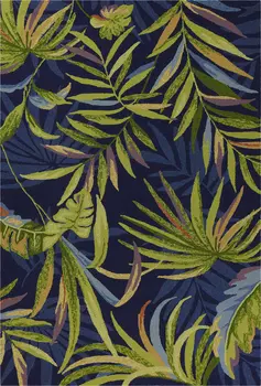 8' X 10' Blue Floral Indoor Outdoor Area Rug