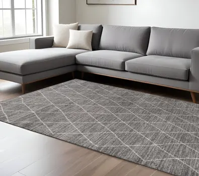 8' X 11' Gray And Light Gray Geometric Area Rug