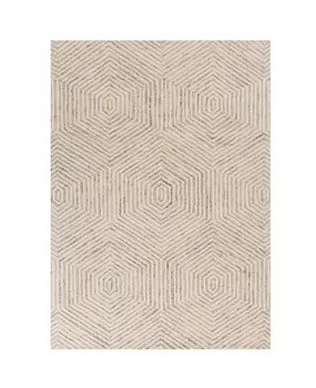 8' X 10' Ivory and Gray Wool Geometric Hand Tufted Area Rug