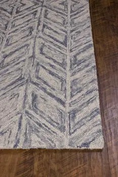 8' X 10' Blue Hand Tufted Herringbone Indoor Area Rug