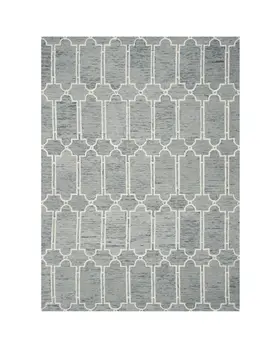 8' X 10' Blue And Ivory Wool Geometric Hand Tufted Area Rug