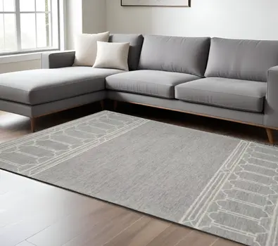 8' X 10'  Wool Grey Area Rug