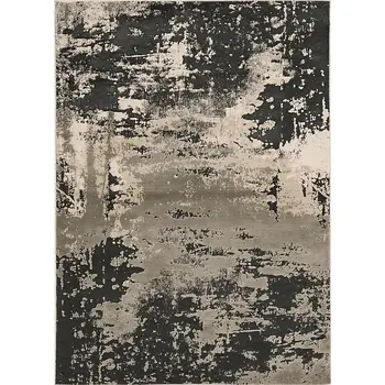 7' X 10'  Polyester Silver Charcoal Area Rug