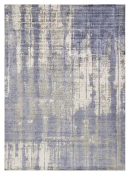 5' X 7' Blue Gray And Ivory Abstract Hand Loomed Area Rug