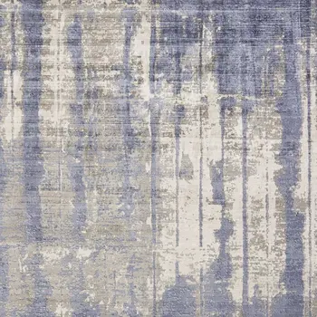 5' X 7' Blue Gray And Ivory Abstract Hand Loomed Area Rug