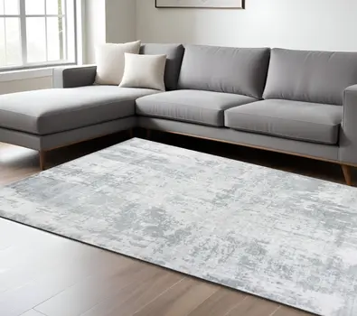 5' X 7' Dark Gray And Light Gray Abstract Hand Loomed Area Rug