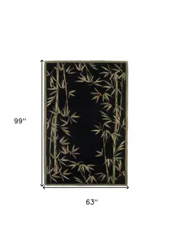 5' X 8'  Wool Black Area Rug