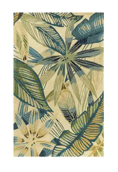 5' X 8'  Wool Ivory Or Teal Area Rug