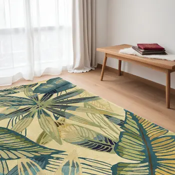 5' X 8'  Wool Ivory Or Teal Area Rug