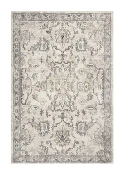 8' X 10' Ivory Machine Woven Distressed Floral Traditional Indoor Area Rug