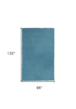 8' X 11' Blue Shag Hand Woven Area Rug