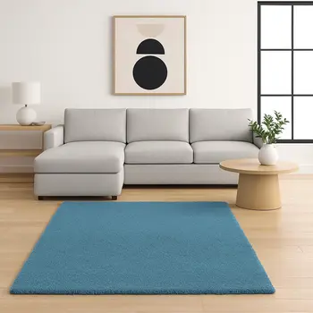 8' X 11' Blue Shag Hand Woven Area Rug