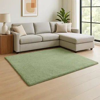 8' X 11' Green Shag Hand Woven Area Rug