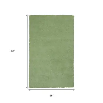8' X 11' Green Shag Hand Woven Area Rug