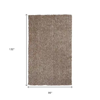 8' X 11' Beige Shag Hand Woven Area Rug