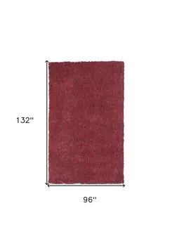 8' X 11' Red Shag Hand Woven Area Rug