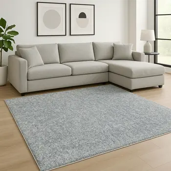 8' X 11' Gray Shag Hand Woven Area Rug