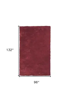 8' X 11' Red Shag Hand Woven Area Rug