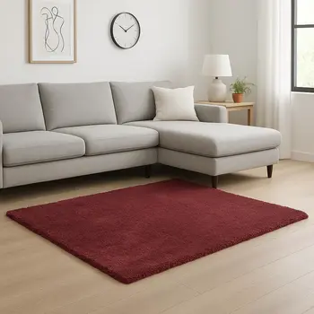 8' X 11' Red Shag Hand Woven Area Rug