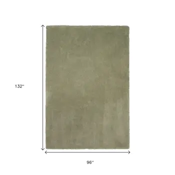 8' X 11' Green Shag Hand Woven Area Rug