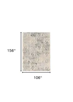 8' X 13'  Modern Ivory And Grey Abstract Area Rug