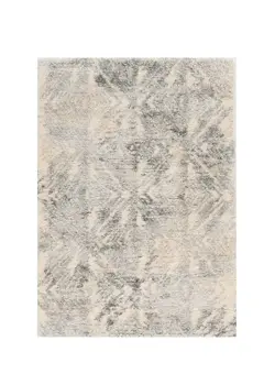 8' X 13'  Modern Ivory And Grey Abstract Area Rug