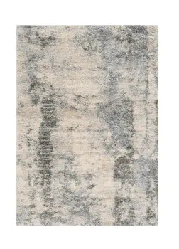 9' X 13' Ivory And Blue Abstract Area Rug