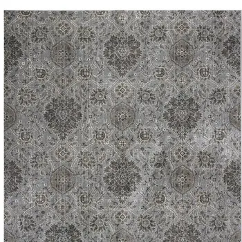 8' X 11' Silver And Dark Gray Floral Area Rug